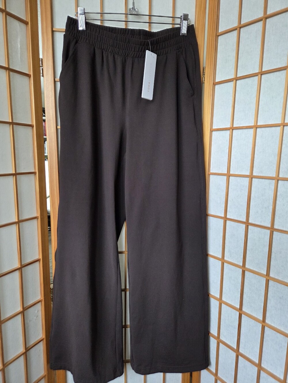 WOMENS YOGALICIOUS CHOCOLATE BROWN SOFT STRETCH POLYESTER WIDE LEG PANTS SMALL